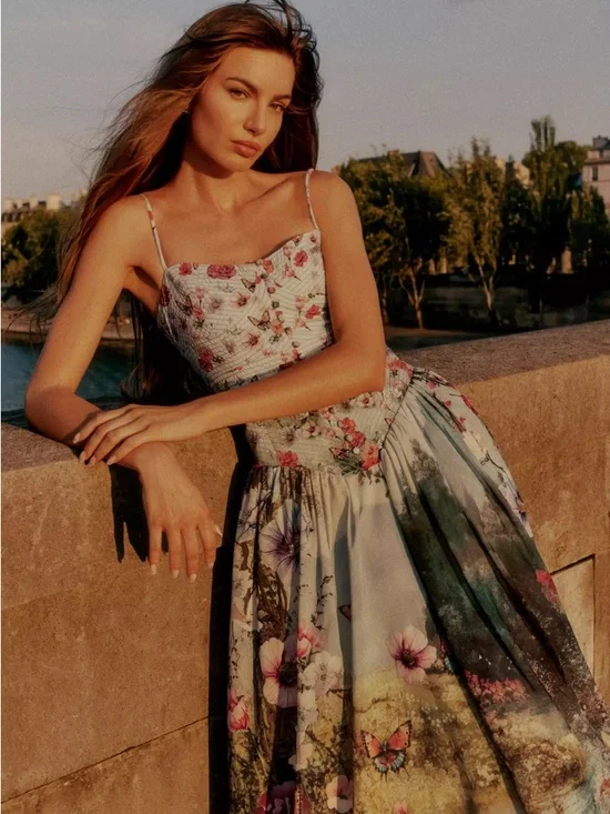 Anthropologie The Muse Basque Waist Midi Dress - Picture 1 of 6